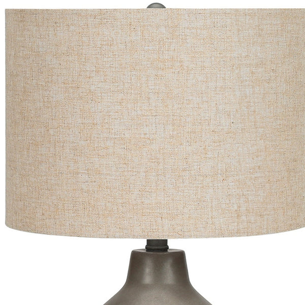 Homeroots 24" Gray Concrete Urn Table Lamp With Beige Drum Shade   545841
