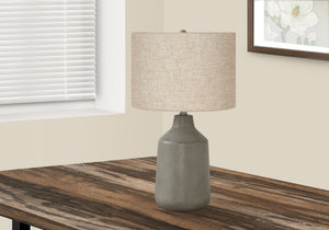 Homeroots 24" Gray Concrete Urn Table Lamp With Beige Drum Shade   545841