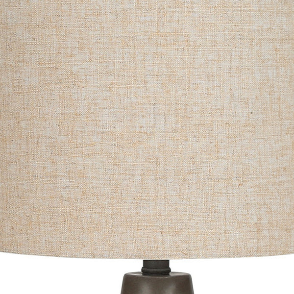 Homeroots 24" Gray Concrete Urn Table Lamp With Beige Drum Shade   545841