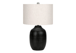 Homeroots 26" Black Ceramic Urn Table Lamp With Ivory Drum Shade   545843