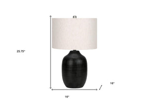 HomeRoots 26" Black Ceramic Urn Table Lamp - Elegant Ivory Shade, Adjustable Lighting, Modern Home Décor Accent 545843