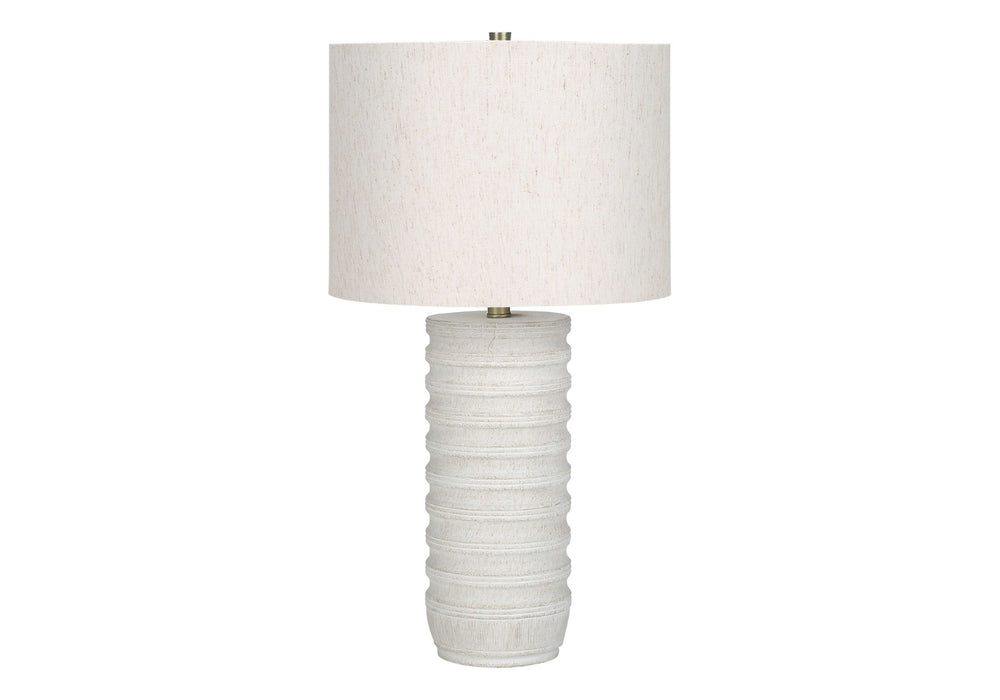 HomeRoots 28" Cream Cylinder Table Lamp - Elegant Drum Shade, Smart Control & Soft Ambient Illumination 545844