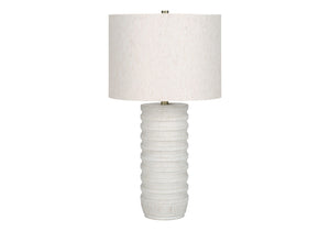 HomeRoots 28" Cream Cylinder Table Lamp - Elegant Drum Shade, Smart Control & Soft Ambient Illumination 545844