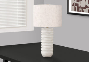 HomeRoots 28" Cream Cylinder Table Lamp - Elegant Drum Shade, Smart Control & Soft Ambient Illumination 545844