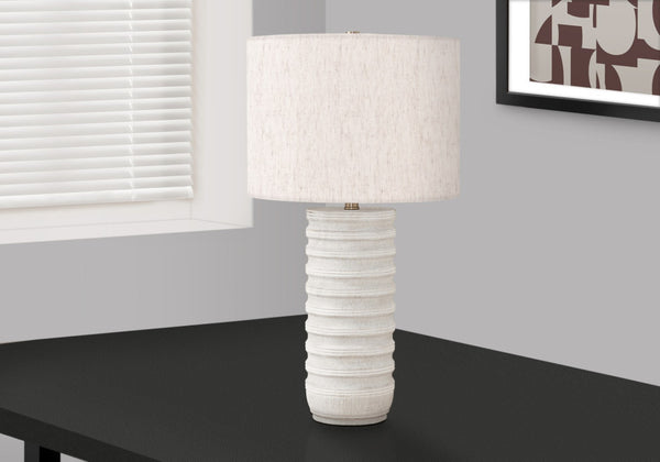 HomeRoots 28" Cream Cylinder Table Lamp - Elegant Drum Shade, Smart Control & Soft Ambient Illumination 545844