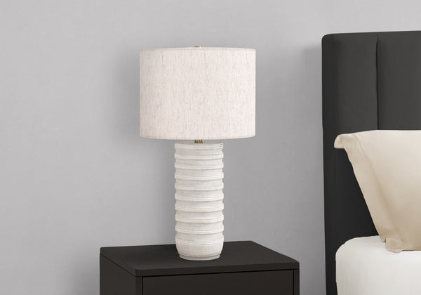 HomeRoots 28" Cream Cylinder Table Lamp - Elegant Drum Shade, Smart Control & Soft Ambient Illumination 545844