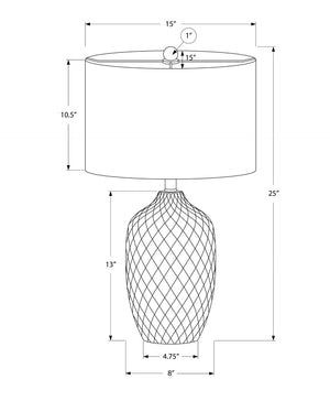 HomeRoots 25" Cream Ceramic Urn Table Lamp - Elegant Geometric Design with Soft Glow for Modern Spaces 545845