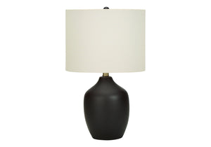 Homeroots 22" Black Ceramic Urn Table Lamp With Ivory Drum Shade   545846