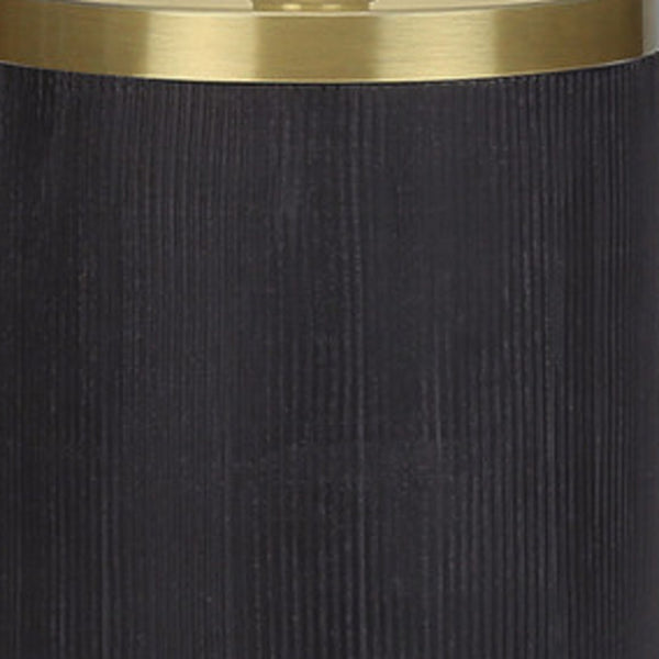 Homeroots 24" Black And Gold Concrete Cylinder Table Lamp With Ivory Drum Shade   545848