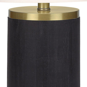 Homeroots 24" Black And Gold Concrete Cylinder Table Lamp With Ivory Drum Shade   545848