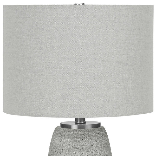 Homeroots 25" Gray And Silver Ceramic Cylinder Table Lamp With Gray Drum Shade   545849
