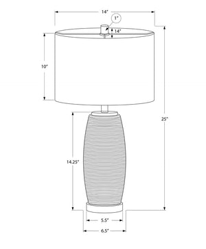 HomeRoots 25" Gray and Silver Ceramic Table Lamp with Adjustable Brightness and Stylish Gray Drum Shade 545849