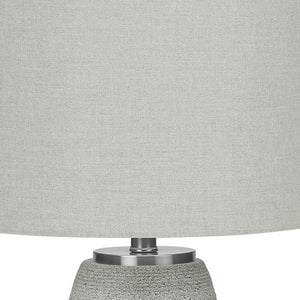 Homeroots 25" Gray And Silver Ceramic Cylinder Table Lamp With Gray Drum Shade   545849