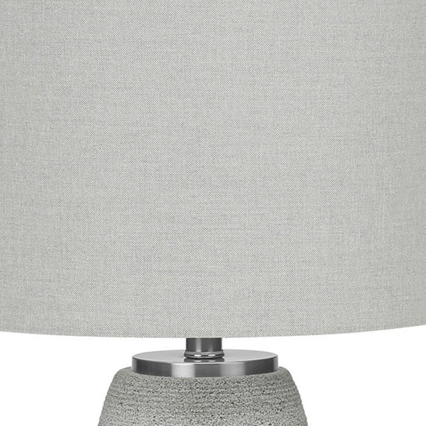 Homeroots 25" Gray And Silver Ceramic Cylinder Table Lamp With Gray Drum Shade   545849