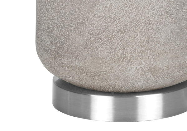 HomeRoots 29" Elegant Gray and Silver Cylinder Table Lamp with Ivory Shade for Modern Home Decor Ambiance 545850