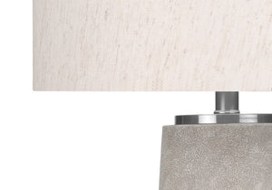 HomeRoots 29" Elegant Gray and Silver Cylinder Table Lamp with Ivory Shade for Modern Home Decor Ambiance 545850