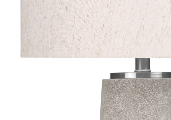 HomeRoots 29" Elegant Gray and Silver Cylinder Table Lamp with Ivory Shade for Modern Home Decor Ambiance 545850