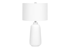 Homeroots 26" Cream Ceramic Cylinder Table Lamp With Cream Drum Shade   545854