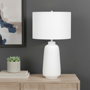 HomeRoots 26" Cream Ceramic Cylinder Table Lamp - Modern Design with Adjustable Brightness for Any Space 545854
