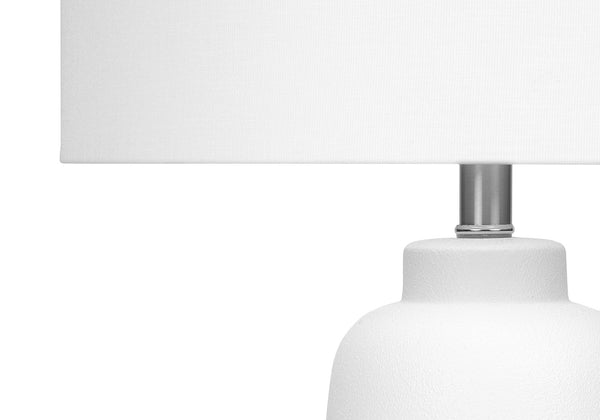 Homeroots 26" Cream Ceramic Cylinder Table Lamp With Cream Drum Shade   545854