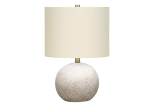 Homeroots 20" Gray Concrete Round Table Lamp With Ivory Drum Shade   545855