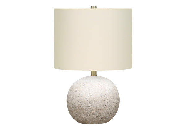 Homeroots 20" Gray Concrete Round Table Lamp With Ivory Drum Shade   545855