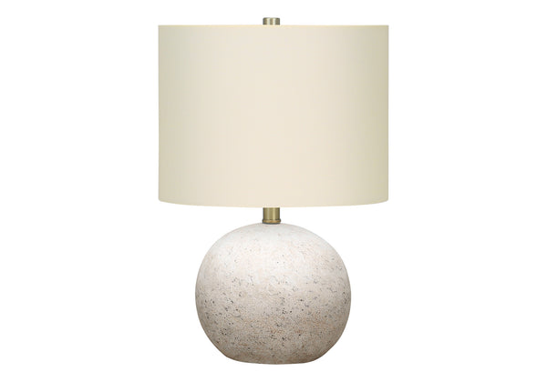 Homeroots 20" Gray Concrete Round Table Lamp With Ivory Drum Shade   545855