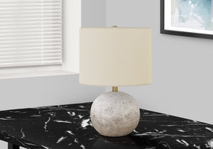 Homeroots 20" Gray Concrete Round Table Lamp With Ivory Drum Shade   545855