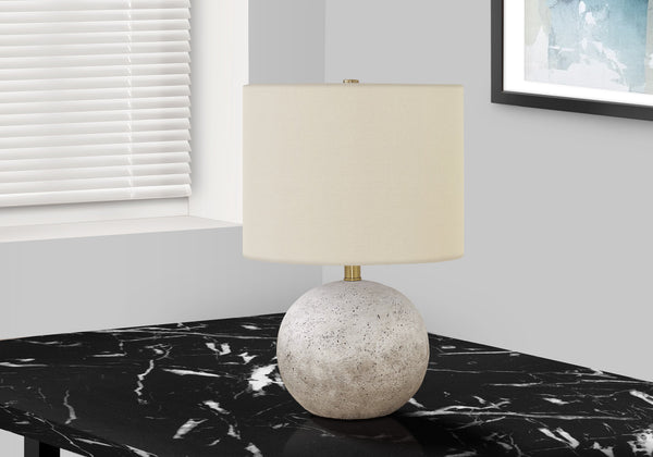 Homeroots 20" Gray Concrete Round Table Lamp With Ivory Drum Shade   545855