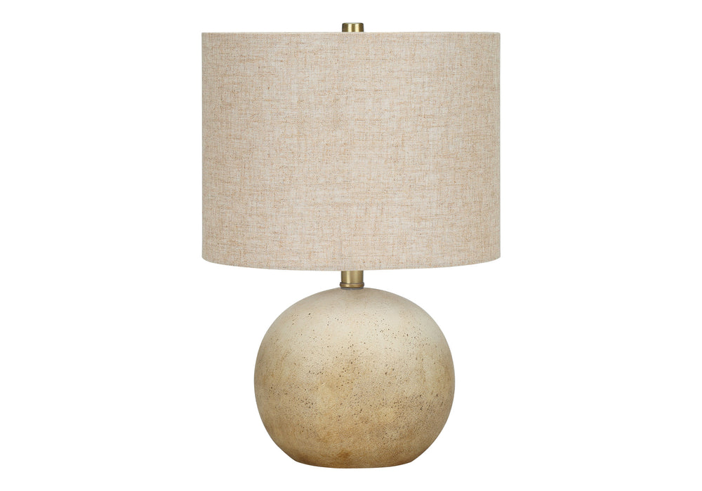 Homeroots 20" Beige Concrete Round Table Lamp With Beige Drum Shade   545856