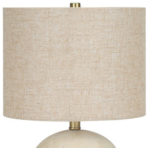 Homeroots 20" Beige Concrete Round Table Lamp With Beige Drum Shade   545856