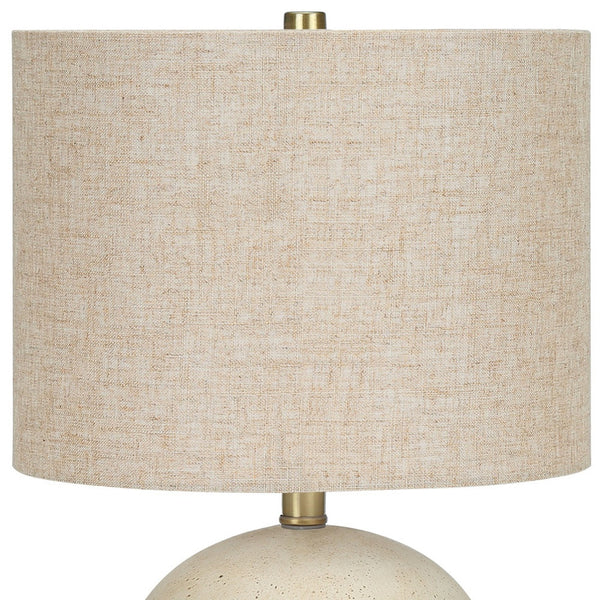 Homeroots 20" Beige Concrete Round Table Lamp With Beige Drum Shade   545856