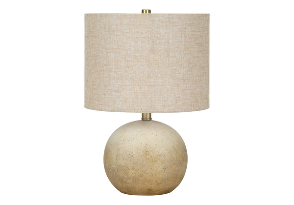 Homeroots 20" Beige Concrete Round Table Lamp With Beige Drum Shade   545856
