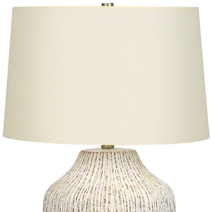 HomeRoots 26" Cream Ceramic Table Lamp – Elegant Round Design with Linen Shade for Timeless Home Decor Style 545857