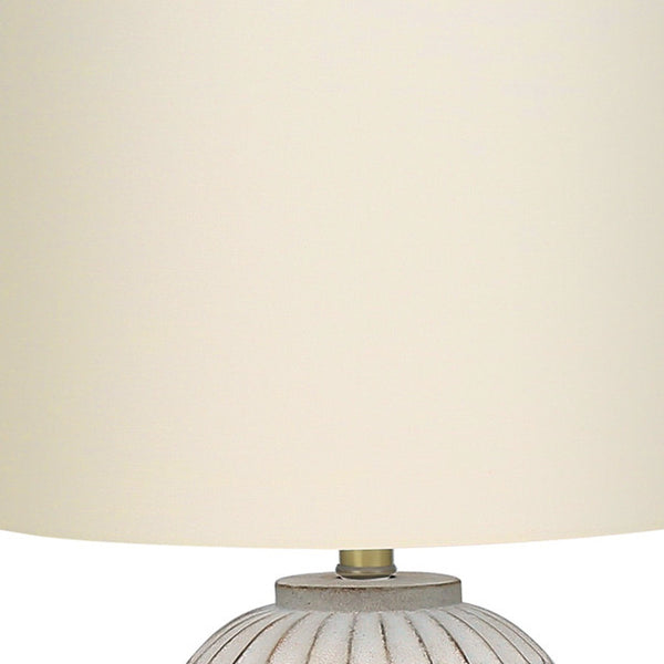 Homeroots 24" Cream Geometric Table Lamp With Cream Drum Shade   545858