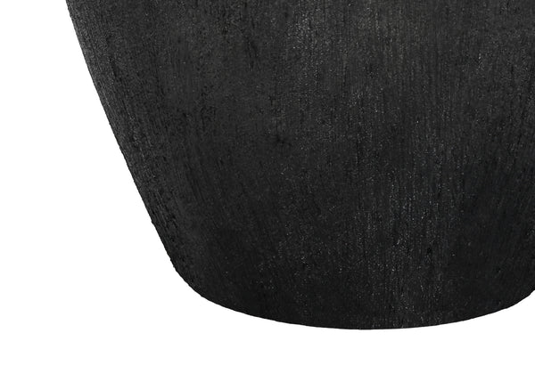 Homeroots 24" Black Ceramic Round Table Lamp With Ivory Empire Shade   545859