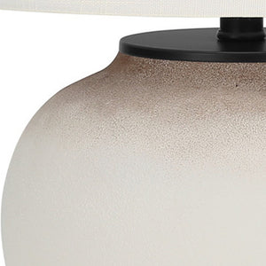 Homeroots 21" Cream Ceramic Round Table Lamp With Cream Drum Shade   545860