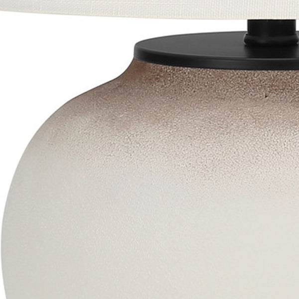 Homeroots 21" Cream Ceramic Round Table Lamp With Cream Drum Shade   545860