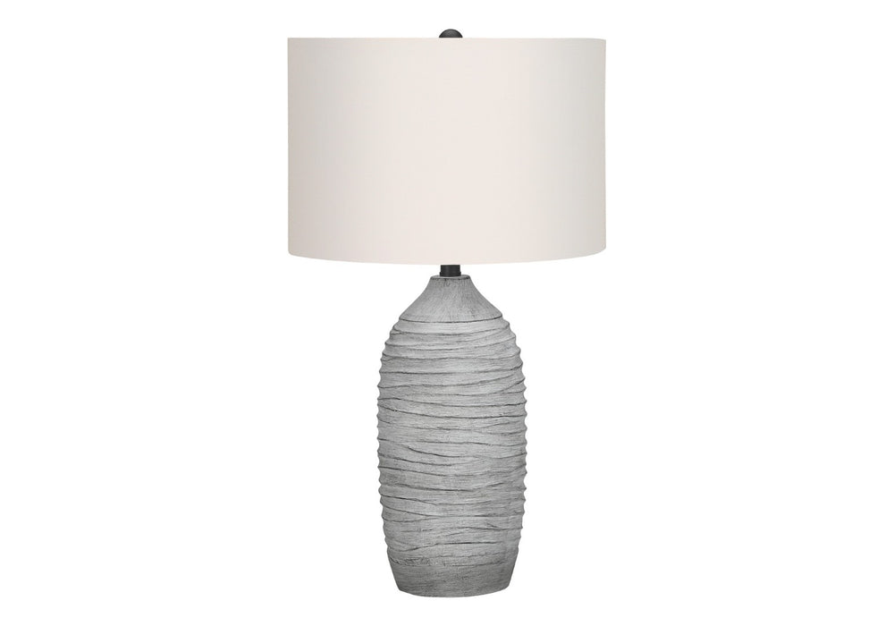 HomeRoots 27" Gray Cylinder Table Lamp - Modern Ivory Drum Shade for Stylish Ambient Lighting & Versatile Decor 545861