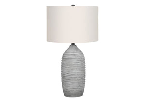 HomeRoots 27" Gray Cylinder Table Lamp - Modern Ivory Drum Shade for Stylish Ambient Lighting & Versatile Decor 545861
