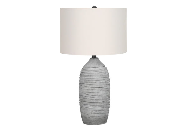 HomeRoots 27" Gray Cylinder Table Lamp - Modern Ivory Drum Shade for Stylish Ambient Lighting & Versatile Decor 545861