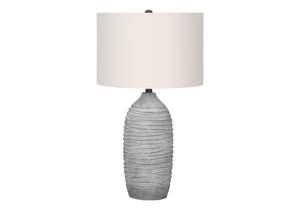 HomeRoots 27" Gray Cylinder Table Lamp - Modern Ivory Drum Shade for Stylish Ambient Lighting & Versatile Decor 545861