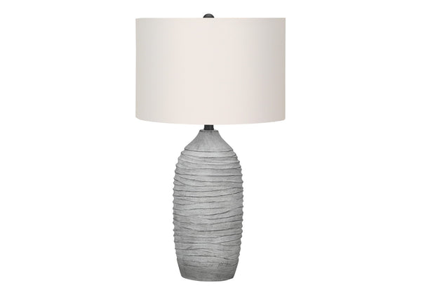 HomeRoots 27" Gray Cylinder Table Lamp - Modern Ivory Drum Shade for Stylish Ambient Lighting & Versatile Decor 545861
