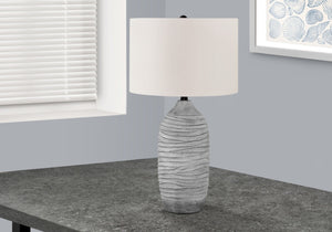 HomeRoots 27" Gray Cylinder Table Lamp - Modern Ivory Drum Shade for Stylish Ambient Lighting & Versatile Decor 545861