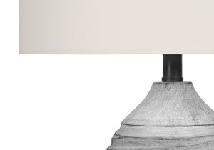 HomeRoots 27" Gray Cylinder Table Lamp - Modern Ivory Drum Shade for Stylish Ambient Lighting & Versatile Decor 545861