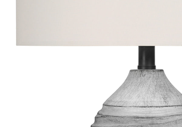 HomeRoots 27" Gray Cylinder Table Lamp - Modern Ivory Drum Shade for Stylish Ambient Lighting & Versatile Decor 545861