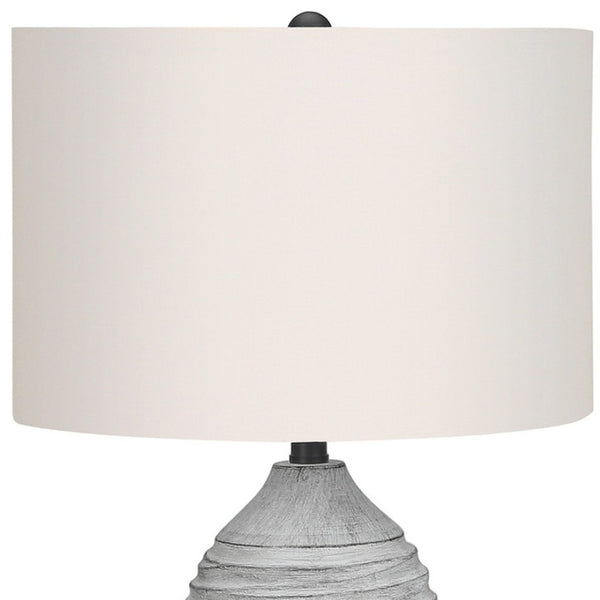 HomeRoots 27" Gray Cylinder Table Lamp - Modern Ivory Drum Shade for Stylish Ambient Lighting & Versatile Decor 545861