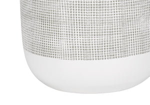 HomeRoots 27" Gray Ceramic Table Lamp with Stylish White Drum Shade - Modern Accent for Any Room Decor 545863