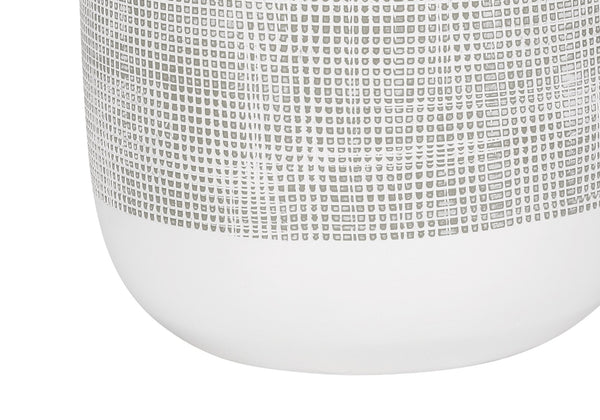 HomeRoots 27" Gray Ceramic Table Lamp with Stylish White Drum Shade - Modern Accent for Any Room Decor 545863