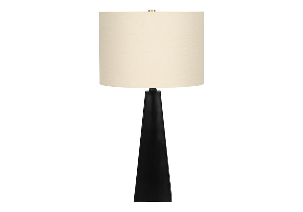 HomeRoots 27" Modern Black Geometric Table Lamp with Beige Shade - Stylish, Versatile Lighting for Any Space 545864